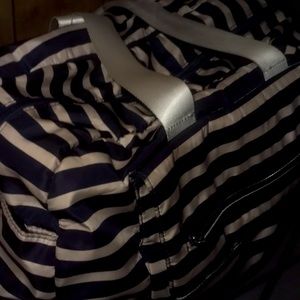Blue and white duffel bag
